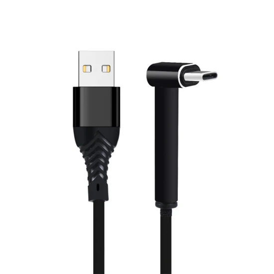 Cabo USB trançado de ângulo reto de 90 graus 2.4A Durável Type C Cabo de carregador rápido de dados para telefone Android 2.0m