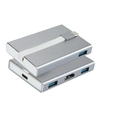 Adaptador dobrável USB C 3 portas Hub Muiltiport com HDMI e Pd